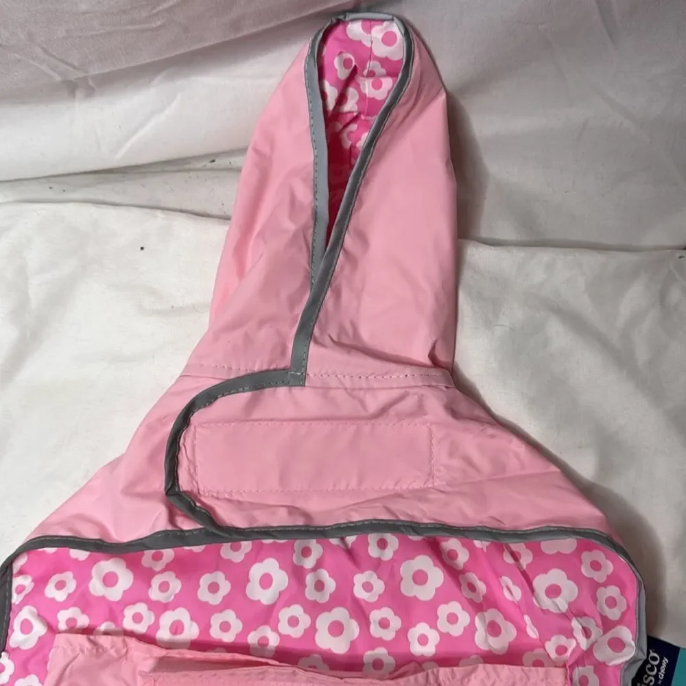 Frisco Lightweight Reversible Packable Travel Pink Dog Raincoat. Size Medium.